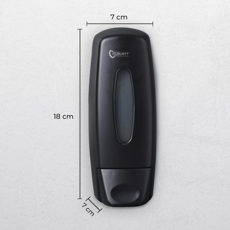 Robustt Manual Wall Mounted Liquid Soap Dispenser - Black (350 ml, Pack of 1) - With 2 Adhesive Hooks | Leak-Proof, Transparent Window, Easy Installation - Ideal for Bathroom, Kitchen, Hotels, Offices - Image 4
