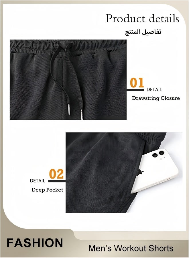 Men's Shorts, 5" Gym Workout Short, Quick Dry Active Running Shorts, Lightweight Athletic Shorts With Pockets, Drawstring Running Shorts For Men, Breathable Bodybuilding Training Short Pants（L） - Image 3