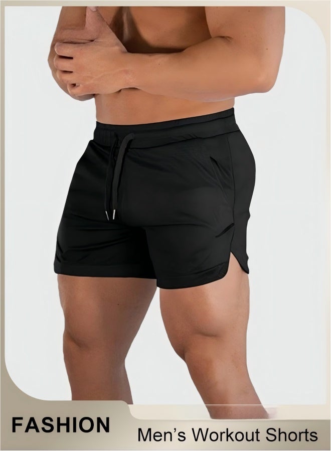 Men's Shorts, 5" Gym Workout Short, Quick Dry Active Running Shorts, Lightweight Athletic Shorts With Pockets, Drawstring Running Shorts For Men, Breathable Bodybuilding Training Short Pants（L） - Image 1