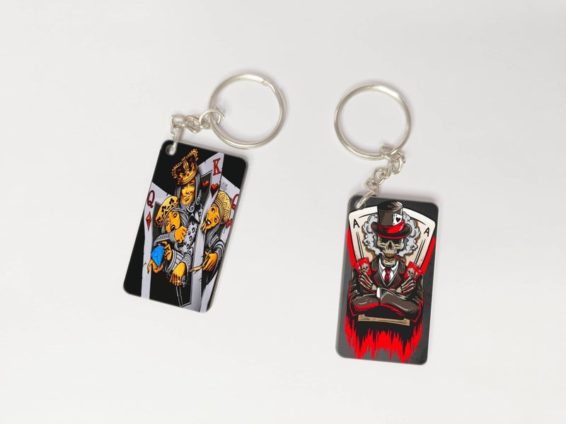 OUTFITQUE OUTFITQUE Premium (Pack of 2) Anime-175 Printed Long Keychain For Bike, Scooty, Car, MDF Keyholder - Image 1