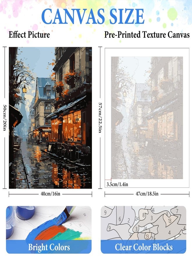PRASIO Paint by Numbers Kit for Adults Beginner, Street View Adult Paint by Number Kits on Canvas, DIY Acrylic Watercolor Oil Paint by Number for Adults for Home Decor Gift 16x20 Inch - Image 3