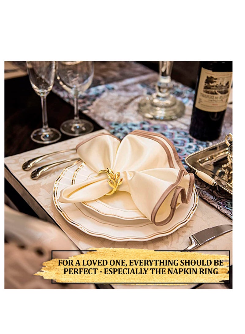 Excefore 12 Pack Gold Napkin Rings, Gold Napkin Ring Holders, Fall Leaf Napkin Rings, Holiday Napkin Holders, Suitable for Dining, Anniversary, Birthday, Party of Table Setting - Image 5