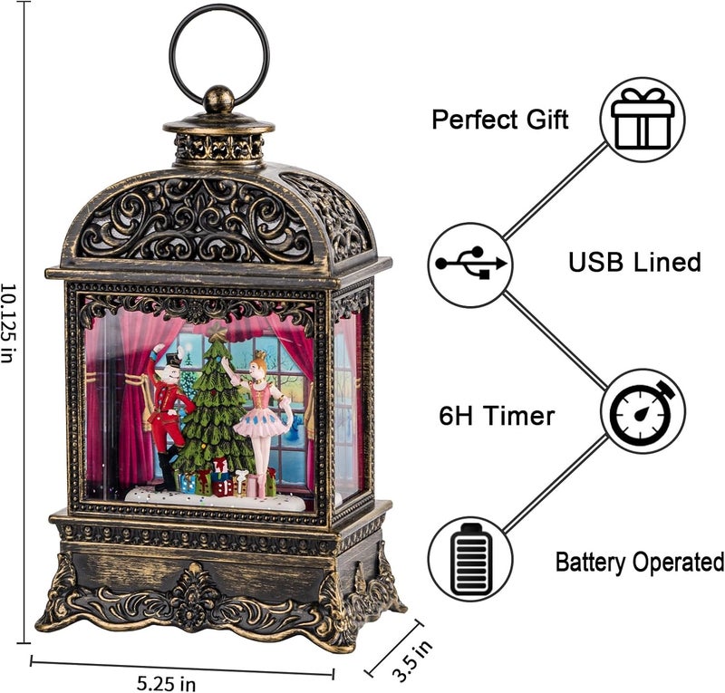 MXwcy Christmas Snow Globe Lantern, Dancing Princess, Nutcracker and Ballerina, Christmas Tree, Holiday Decorations Gifts for Family, Children or Friends - Image 4