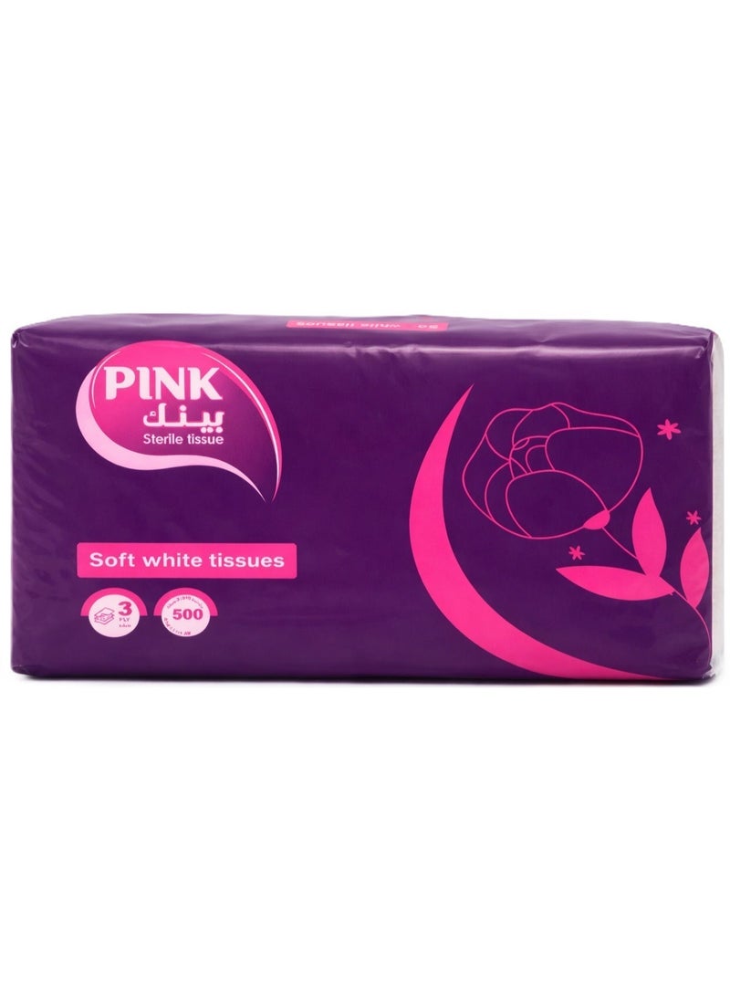 PINK Facial Tissues – 500 Sheets - Image 1