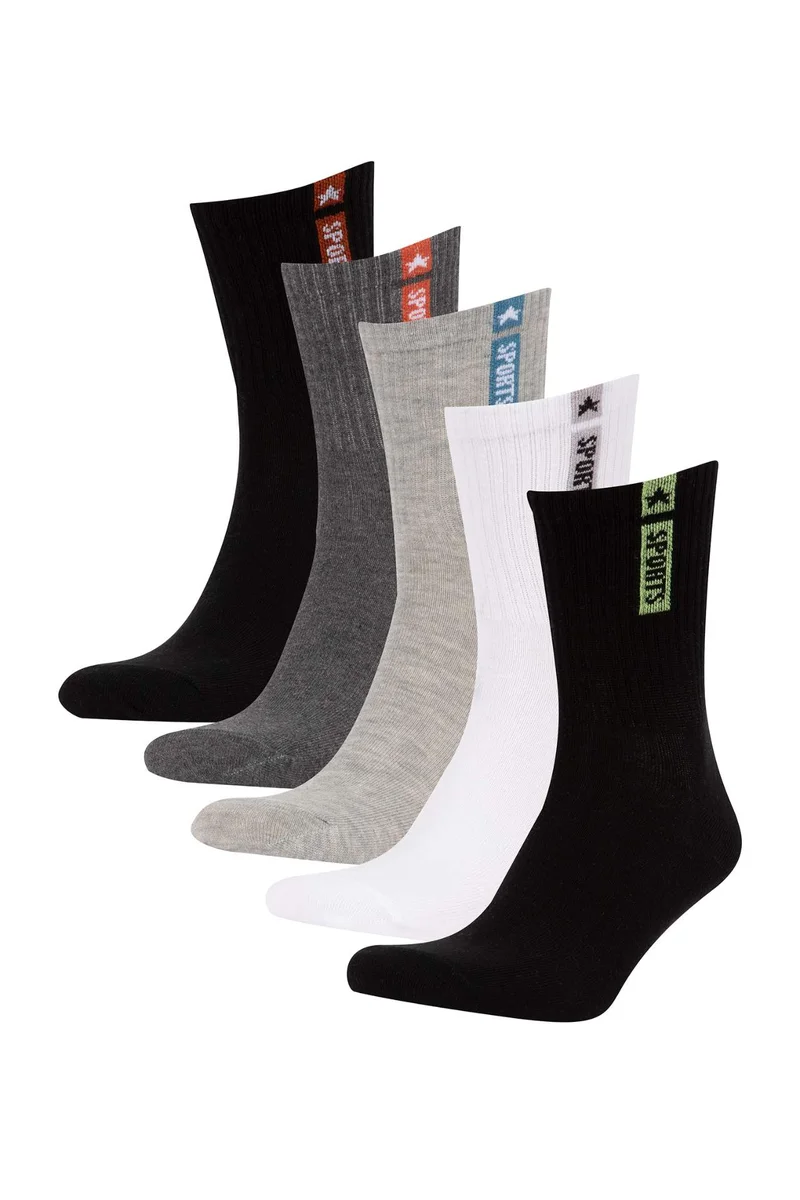 Defacto Man Slogan 5 Piece Long sock