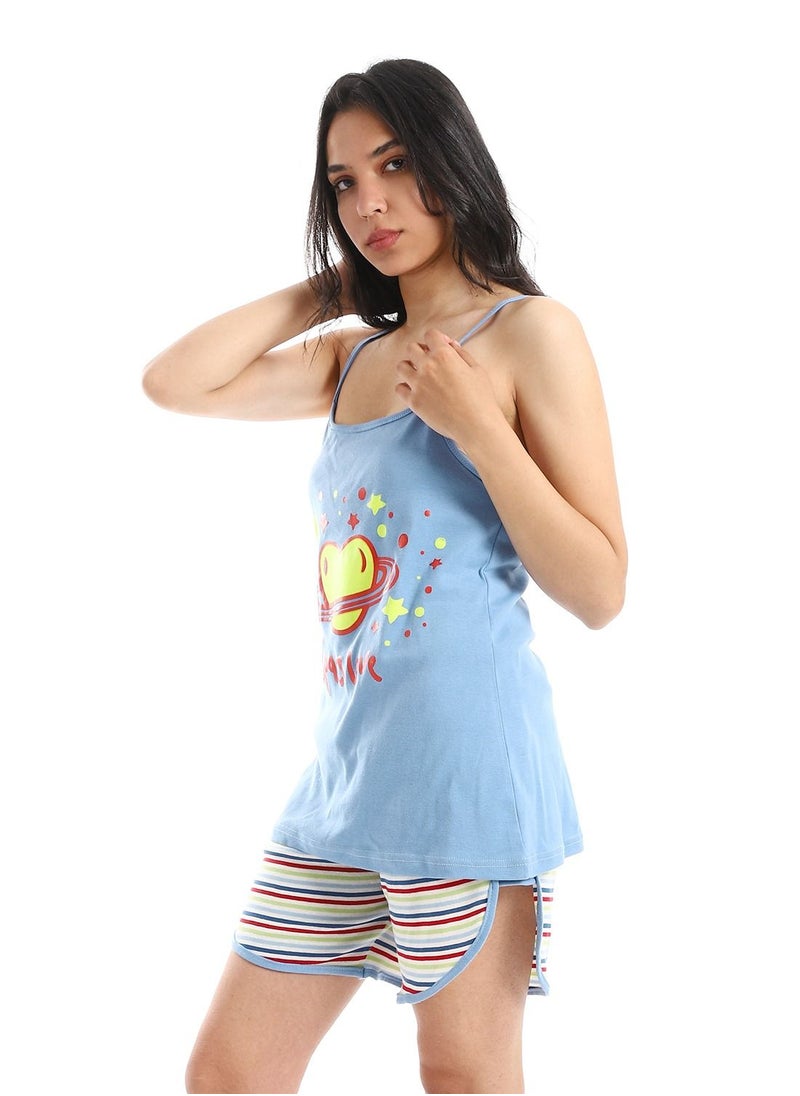 Caesar - Top With Stripped Short Pajama Set - Image 1