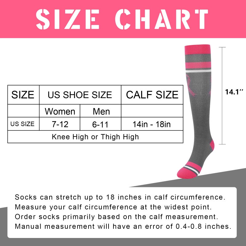 Junely Compression Socks for Women 20-30 mmhg Knee High Breast Cancer Socks for Running Athletic Nurses Pregnant Women Work Support Travel Flight Sports Pink - Image 5