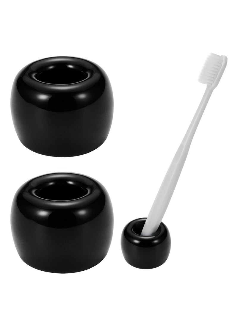 Oasisgalore 2Pcs Mini Couple Bathroom Toothbrush Holder,  Office Pen Holder (Black)  - Image 1
