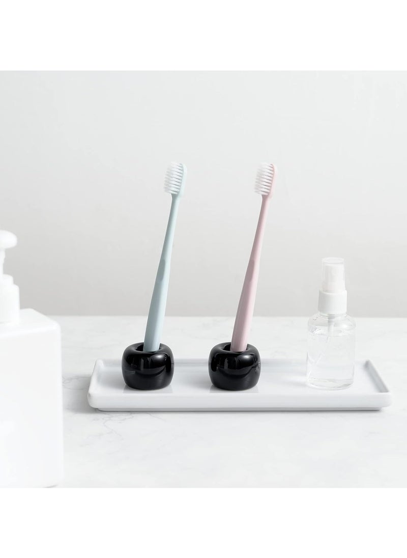 Oasisgalore 2Pcs Mini Couple Bathroom Toothbrush Holder,  Office Pen Holder (Black)  - Image 3
