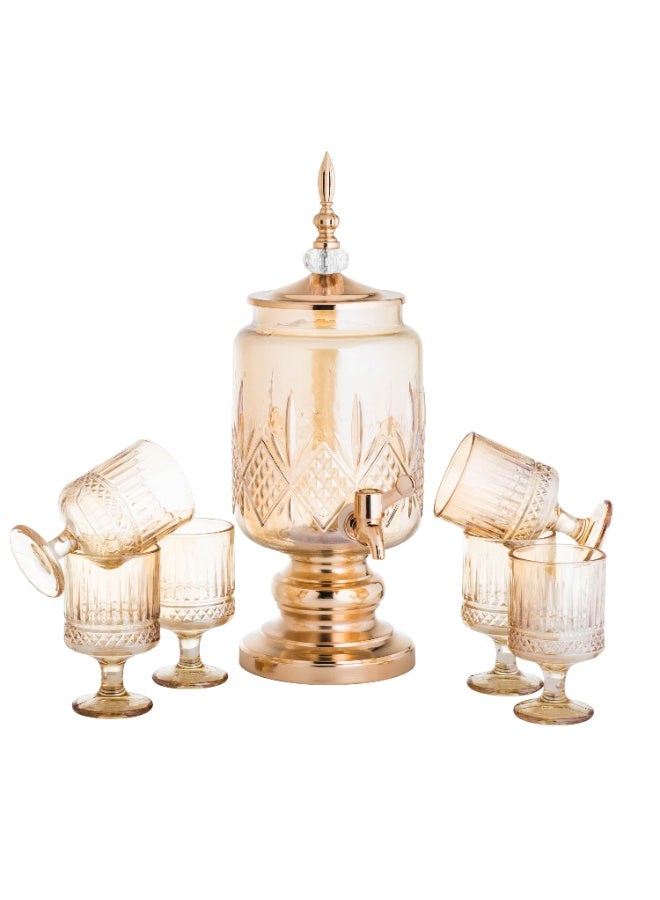 باصرة طقم موزع عصير زجاج مع كاسات مكون من 7 قطع - Image 4