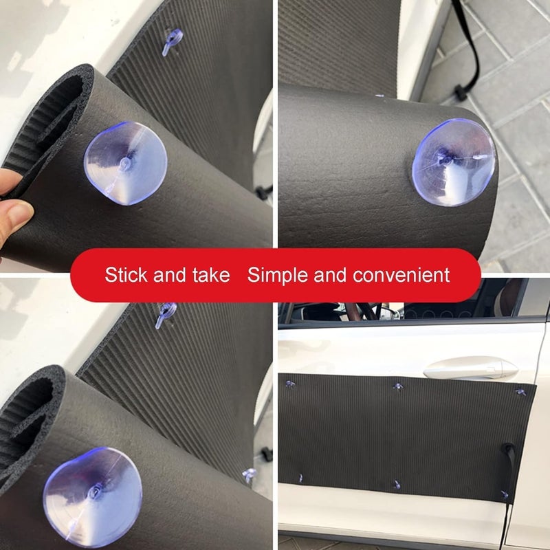 MekUk Garage Wall Protector Removable Suction Cup Car Door Guard, Door Ding Dent Protector, Aluminum Body Car Bumper, Anti-theft Rope for Parking Garages(80x25x1cm-2pcs), Black - Image 4