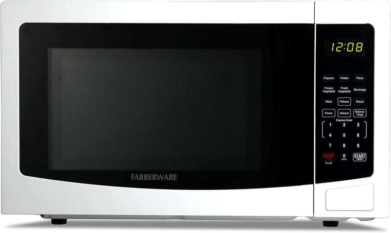 Farberware 1.1 Cu. Ft. Countertop Microwave Oven – 1000 Watts Power, Auto Cook Settings, Defrost, Easy Clean and Child Safety Lock - White - Image 1