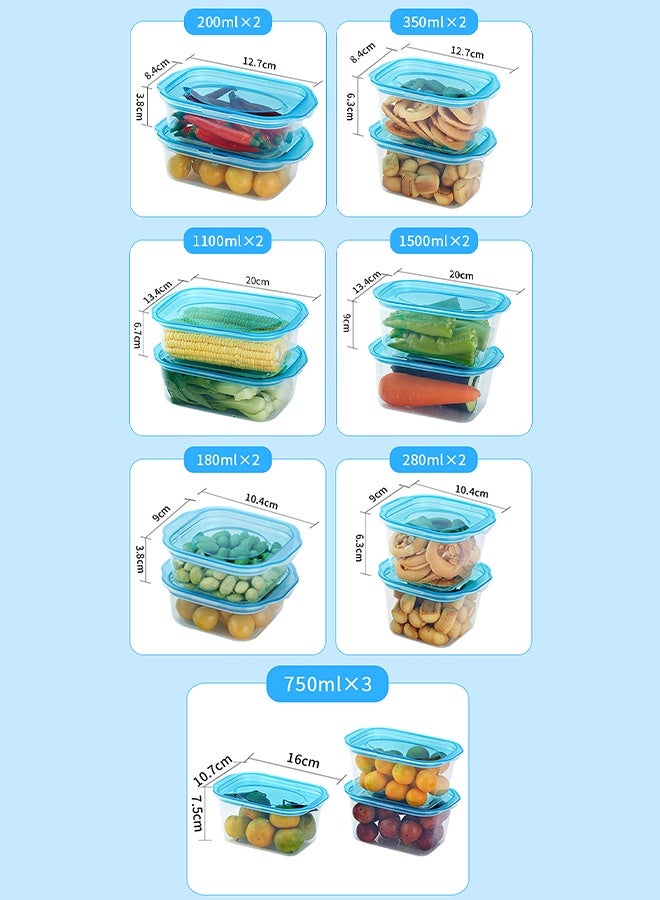 DUNISO 15Pcs Rectangle Plastic Meal Containers Sets with Lids Food Storage Containers Stackable Food Prep Containers Sets Leak Proof Microwave Freezer Safe Reusable Fridge Storage Boxes for Vegetable, Fruit, Meat, Cereal - Image 4