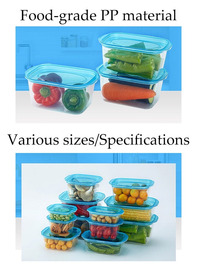 DUNISO 15Pcs Rectangle Plastic Meal Containers Sets with Lids Food Storage Containers Stackable Food Prep Containers Sets Leak Proof Microwave Freezer Safe Reusable Fridge Storage Boxes for Vegetable, Fruit, Meat, Cereal - Image 2