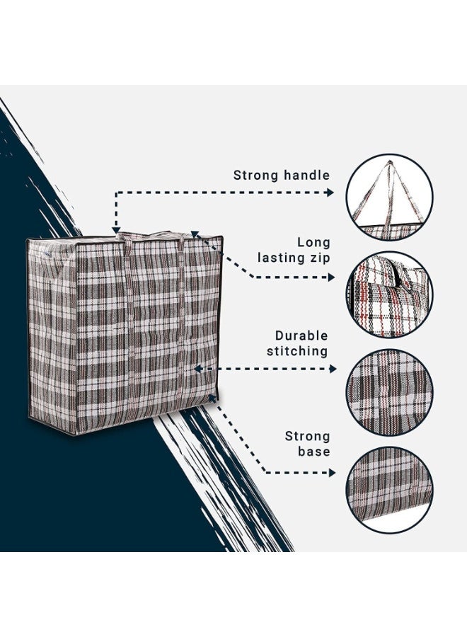 Pack of 4 Strong Storage Laundry Bags – Big Moving/ Shopping Bags with Zipper & Handles - Reusable Storage Zip Bag, Extra Large Heavy Duty Nylon Organizer Bags for Quilts Blankets Pillows Cloths - Image 2