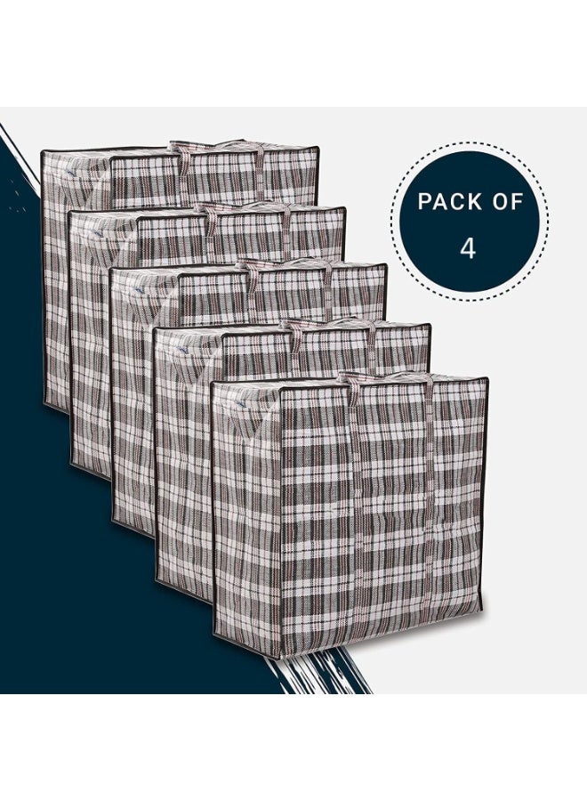 Pack of 4 Strong Storage Laundry Bags – Big Moving/ Shopping Bags with Zipper & Handles - Reusable Storage Zip Bag, Extra Large Heavy Duty Nylon Organizer Bags for Quilts Blankets Pillows Cloths - Image 3