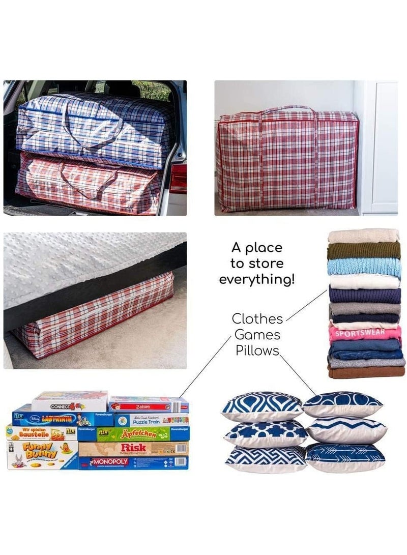 Pack of 4 Strong Storage Laundry Bags – Big Moving/ Shopping Bags with Zipper & Handles - Reusable Storage Zip Bag, Extra Large Heavy Duty Nylon Organizer Bags for Quilts Blankets Pillows Cloths - Image 5
