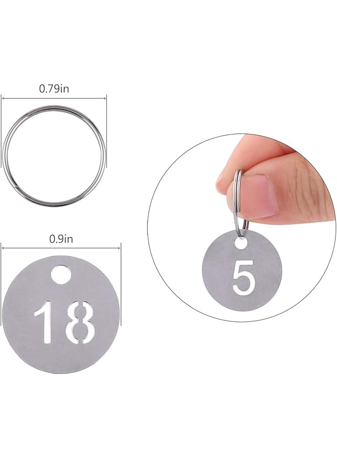 1 20 Key Tags 304 Stainless Steel Key Tags With Ring Key Ring Metal Tags Identifiers Key Label 20 Numbered Keychains Id Tags Numbers For Dormitory Keys House Lockers 23Mm