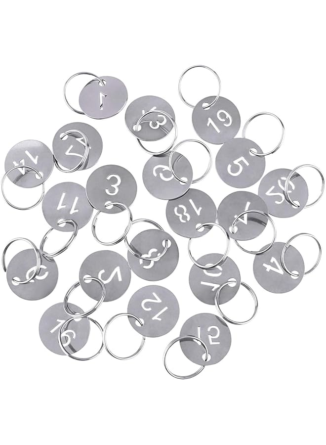 1 20 Key Tags 304 Stainless Steel Key Tags With Ring Key Ring Metal Tags Identifiers Key Label 20 Numbered Keychains Id Tags Numbers For Dormitory Keys House Lockers 23Mm