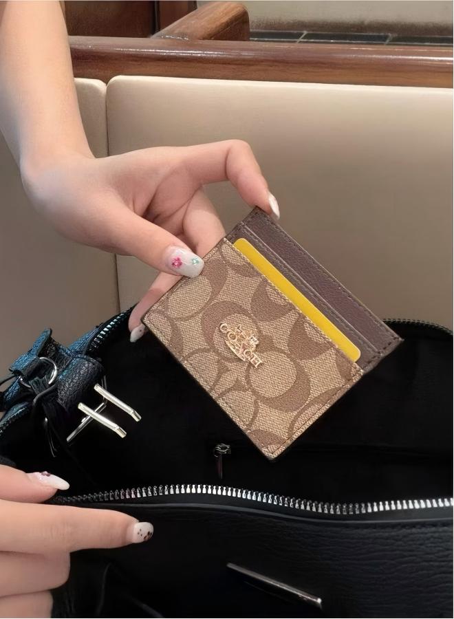 coachoutlet Coach Signature Coated Canvas Mini Wallet / Card Holder in Charcoal - Image 2