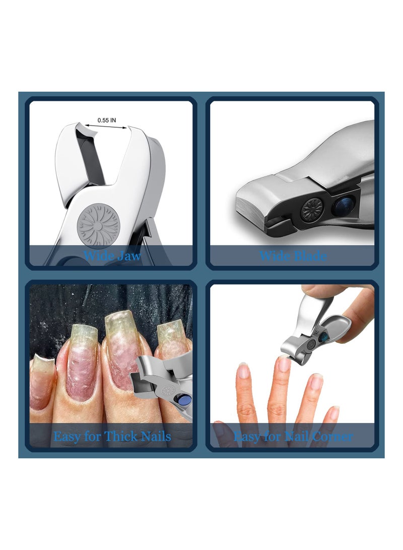 SYOSI Ingrown Toenail Clippers for Thick Nails, Wide Jaw Nail Clippers Heavy Duty Fingernail Clippers with File Stainless Steel Toe Nail Cutter Tough Nail Clippers Heavy Duty Cutters for Thick Fingernails - Image 3