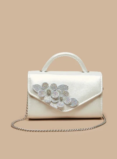 سيليست Girls Floral Accent Crossbody Bag with Chain Strap and Magnetic Closure