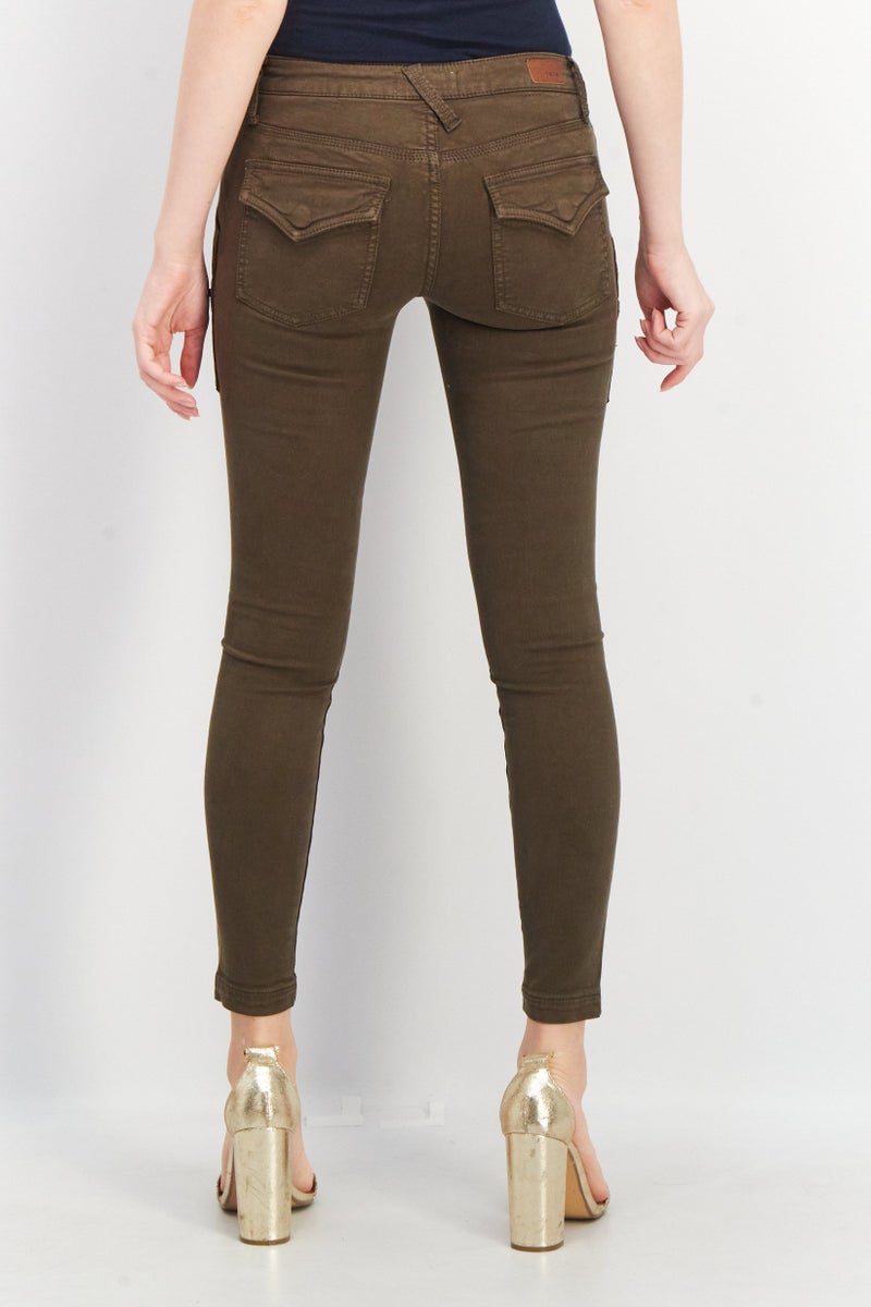 joie Women Regular Fit Plain Zip Pocket Non-Stretchable Jeans, Dark Olive - Image 4