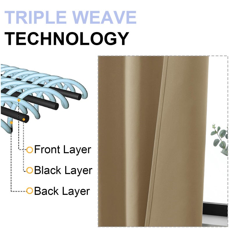 Simplebrand Ava Taupe Blackout Curtains for Bedroom 63 Inch Length 2 Panels Set, Solid Thermal Insulated Energy Saving Rod Pocket Window Treatment Curtains Blackout Drapes, W40 x L63 Inch, Taupe - Image 5