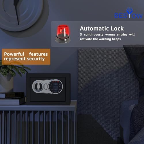 Bestow Digital Safe Locker Lock Box Storage Box For Home & Office For Jewellery Money Valuables Goods (Black, 6.2 Liter) - Image 3