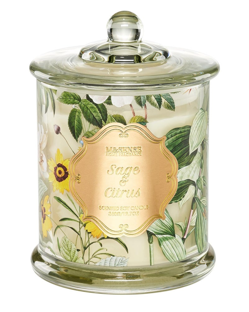 M&Sense Sage Citrus Scented Candles  Natural Organic Soy Candle 12.7Oz 75H Long Lasting Slow Burning  2 Wick Large Jar Candle Stress Relief Air Purifying  Gifts For Men Women Father - Image 1