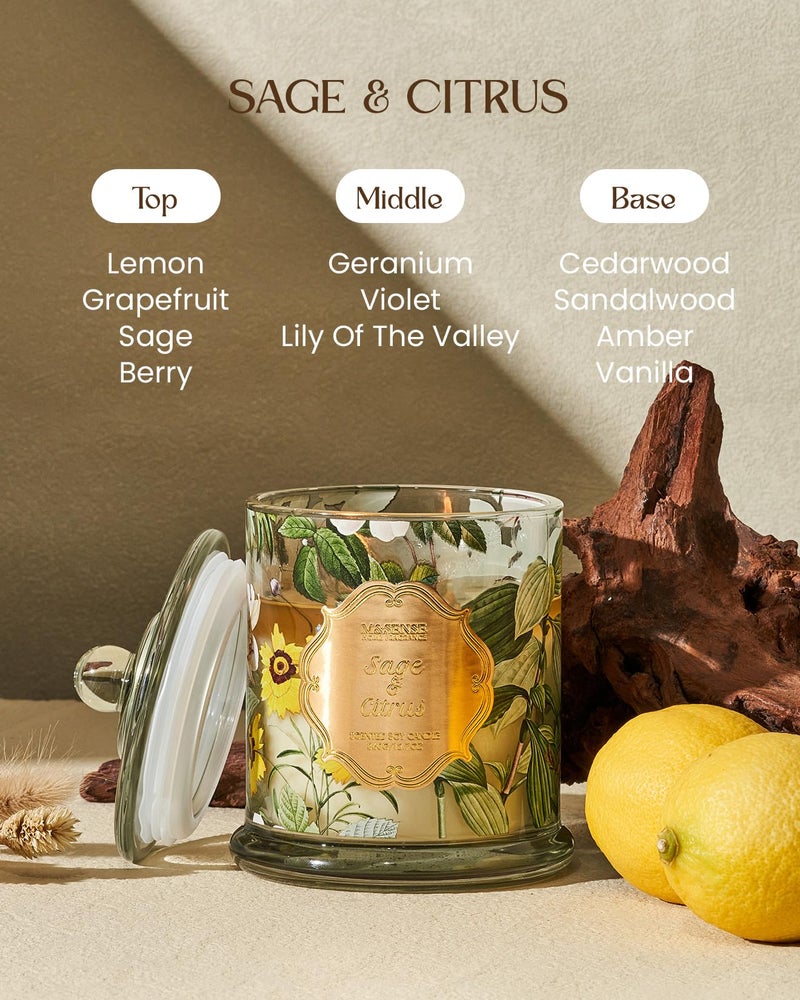 M&Sense Sage Citrus Scented Candles  Natural Organic Soy Candle 12.7Oz 75H Long Lasting Slow Burning  2 Wick Large Jar Candle Stress Relief Air Purifying  Gifts For Men Women Father - Image 2