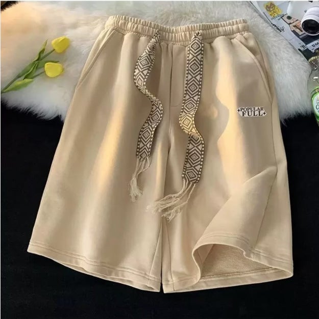 Mens American Basketball Shorts Summer Trendy Loose Fit Apricot  - Image 1