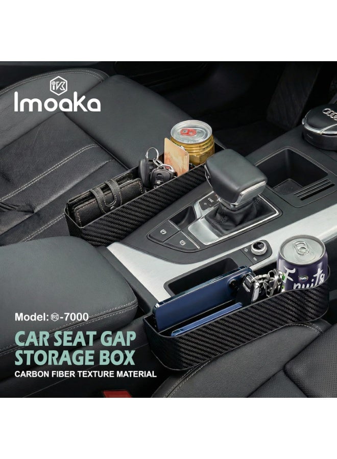 Imoaka Car Seat Gap Organizer, Model IK7000, Carbon Fibre Storage Box, Large Capacity Console Side Pocket, Plug and Play Installation - Image 2