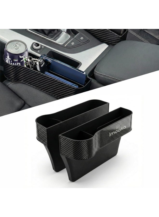 Imoaka Car Seat Gap Organizer, Model IK7000, Carbon Fibre Storage Box, Large Capacity Console Side Pocket, Plug and Play Installation - Image 1