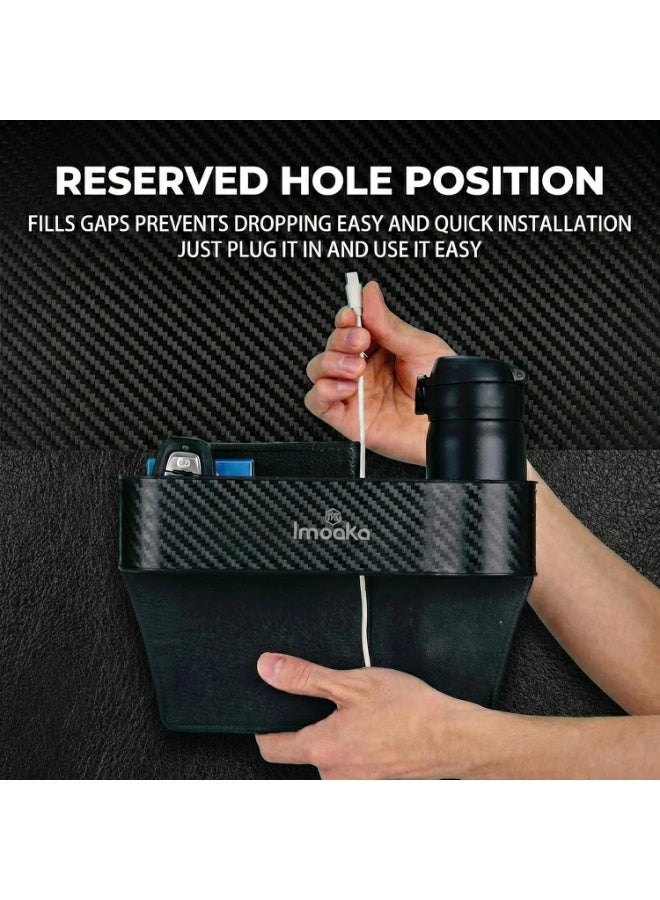 Imoaka Car Seat Gap Organizer, Model IK7000, Carbon Fibre Storage Box, Large Capacity Console Side Pocket, Plug and Play Installation - Image 5