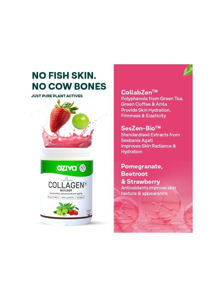 OZiva - Plant Based Collagen Builder for Glowing Youthful Hair & Skin Supplement for Men & Women 250gm - Image 1