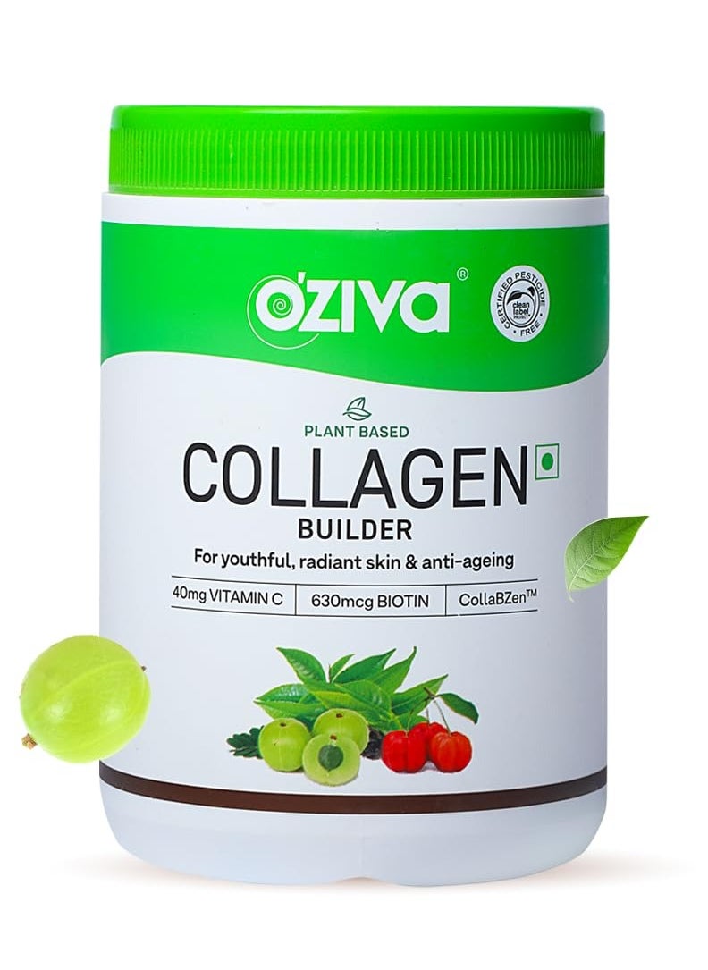 OZiva - Plant Based Collagen Builder for Glowing Youthful Hair & Skin Supplement for Men & Women 250gm - Image 1