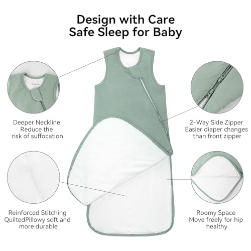 Okayinn BubblePanda Rayon Made from Bamboo Sleep Sack 6-12 Months 0.5 Tog Soft Lightweight Toddler Sleep Sack for Babies 2-Way Zipper Wearable Blanket Baby 6 Months - Image 3