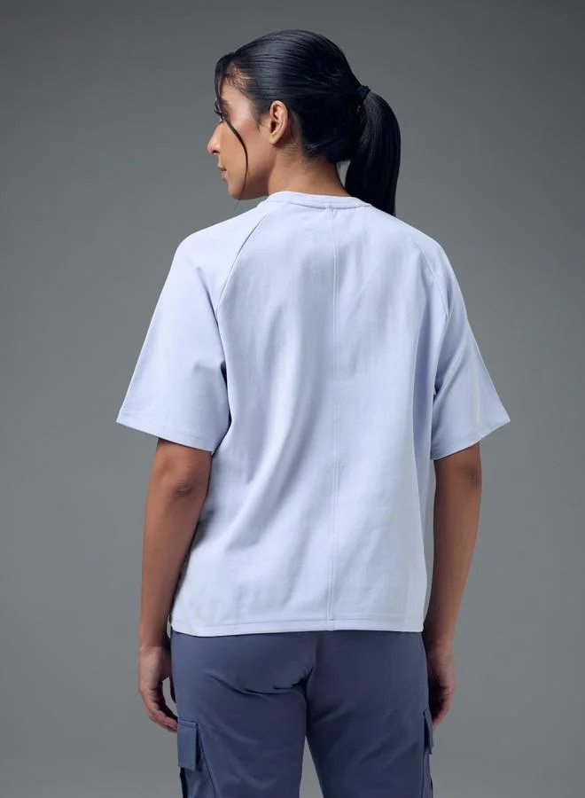 Technosport grey Relaxed Fit Round Neck Sports T-Shirt with ELASTO PLUS for Women | Best Price UAE