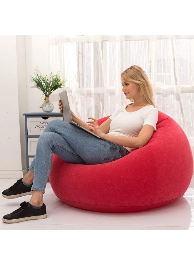 Kimaya Inflatable Chair Sofa, Blow up Seat Gaming Lounger, Indoor Outdoor Camping Garden Stylish Soft Plush Fabric for Adults Kids Single, Multicolor - Image 1