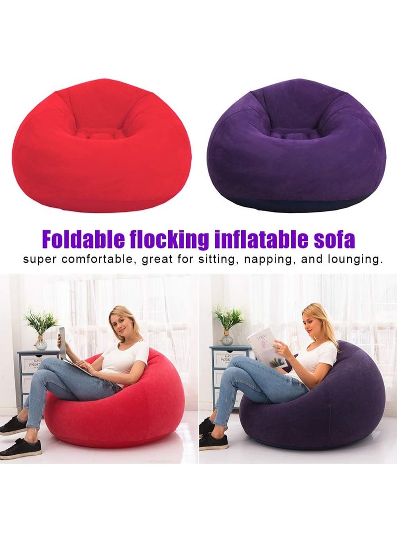 Kimaya Inflatable Chair Sofa, Blow up Seat Gaming Lounger, Indoor Outdoor Camping Garden Stylish Soft Plush Fabric for Adults Kids Single, Multicolor - Image 3