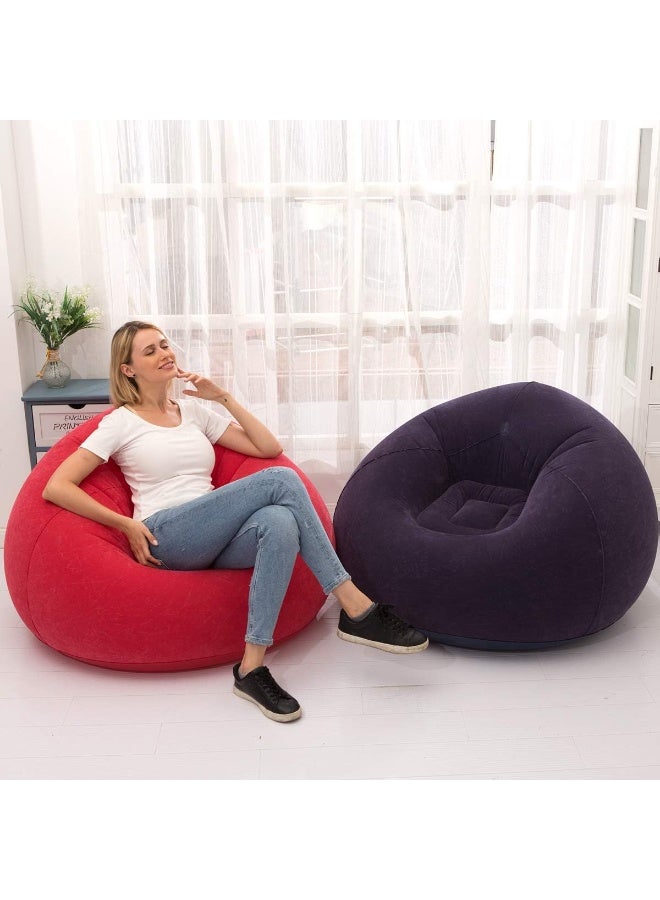 Kimaya Inflatable Chair Sofa, Blow up Seat Gaming Lounger, Indoor Outdoor Camping Garden Stylish Soft Plush Fabric for Adults Kids Single, Multicolor - Image 4