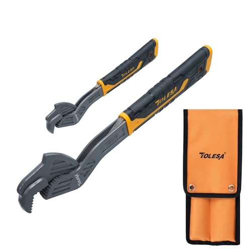 TOLESA Self Adjusting Pipe Vise Wrench, Wide Jaw 0.35"-1.7", 8” and 12” Pipe Wrench - Image 1