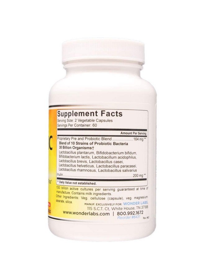 Wonder Laboratories Probiotic 30 Billion Good Bacteria (8 Lactobacillus Strains and 2 Bifidobacterium Strains), Nutritionally Support a Healthy Digestive System, 120 Capsules - Image 2