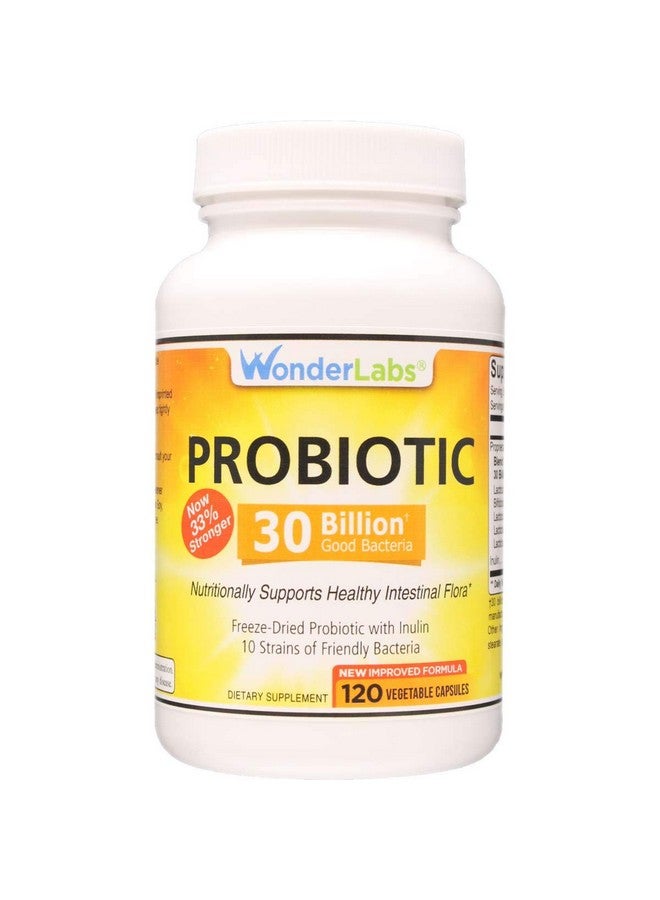Wonder Laboratories Probiotic 30 Billion Good Bacteria (8 Lactobacillus Strains and 2 Bifidobacterium Strains), Nutritionally Support a Healthy Digestive System, 120 Capsules - Image 1