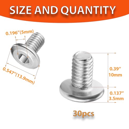 Socell M8x10mm Hex Socket Head Cap Screws Furniture Screws Bolts,30pcs M8x1.25 Bolts,304 Stainless Steel 18-8, Crib Screw,Binding Screw,Furniture Bolt,Hex Spanner Included - Image 2