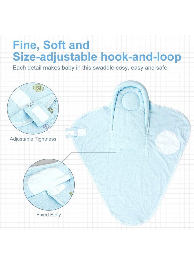 Knirose Baby Swaddle Blankets, Unisex Baby Blanket Wrap for Newborn Baby Boys Girls, Skin Friendly Wearable Swaddle Sleep Sack Made of Combed Cotton (Button, Blue, 0-3 Months) - Image 5
