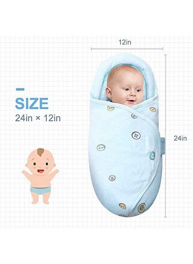 Knirose Baby Swaddle Blankets, Unisex Baby Blanket Wrap for Newborn Baby Boys Girls, Skin Friendly Wearable Swaddle Sleep Sack Made of Combed Cotton (Button, Blue, 0-3 Months) - Image 3