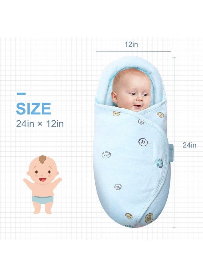 Knirose Baby Swaddle Blankets, Unisex Baby Blanket Wrap for Newborn Baby Boys Girls, Skin Friendly Wearable Swaddle Sleep Sack Made of Combed Cotton (Button, Blue, 0-3 Months) - Image 2