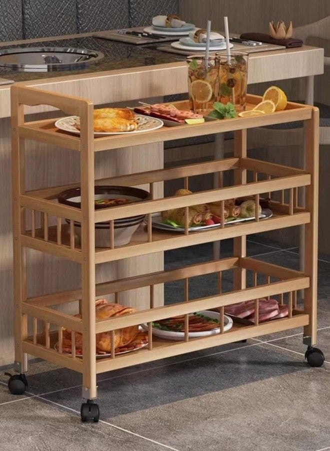 VBM 3-Tier Bamboo Serving Trolley Kitchen Rolling Cart, Utility Cart Multi-Layer Storage Shelf Rack on Wheels - Image 2